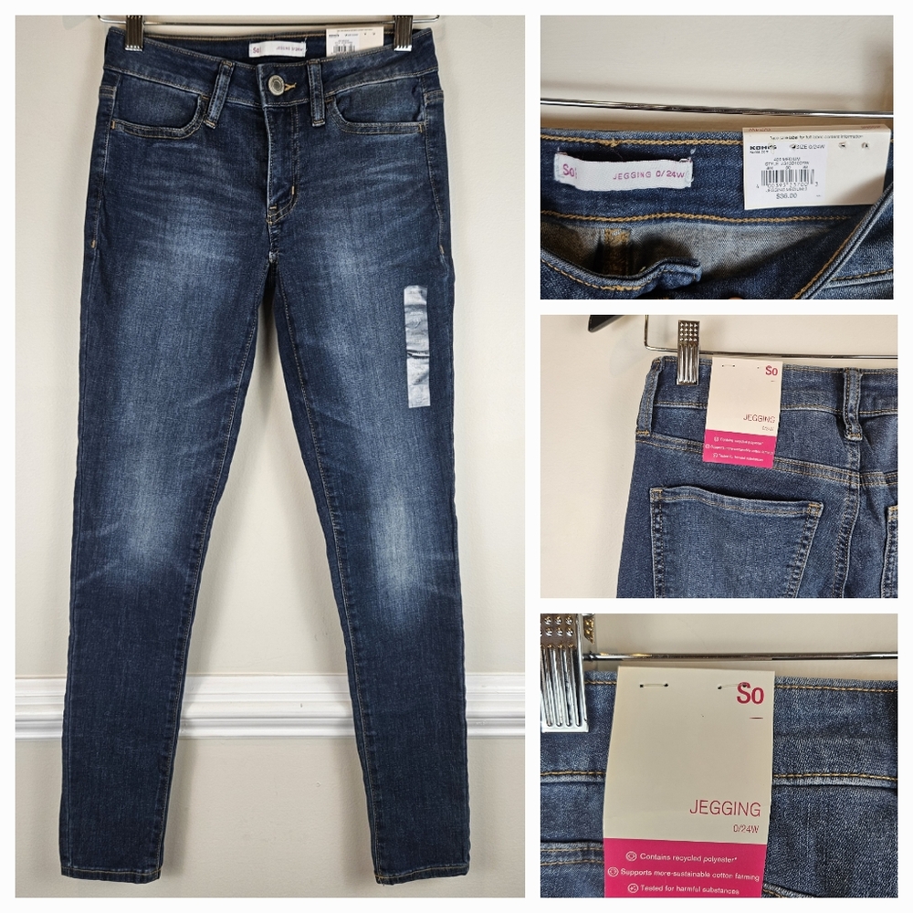 NEW SO Jegging Size 0/24 Mid Rise Skinny Jeans  A0316